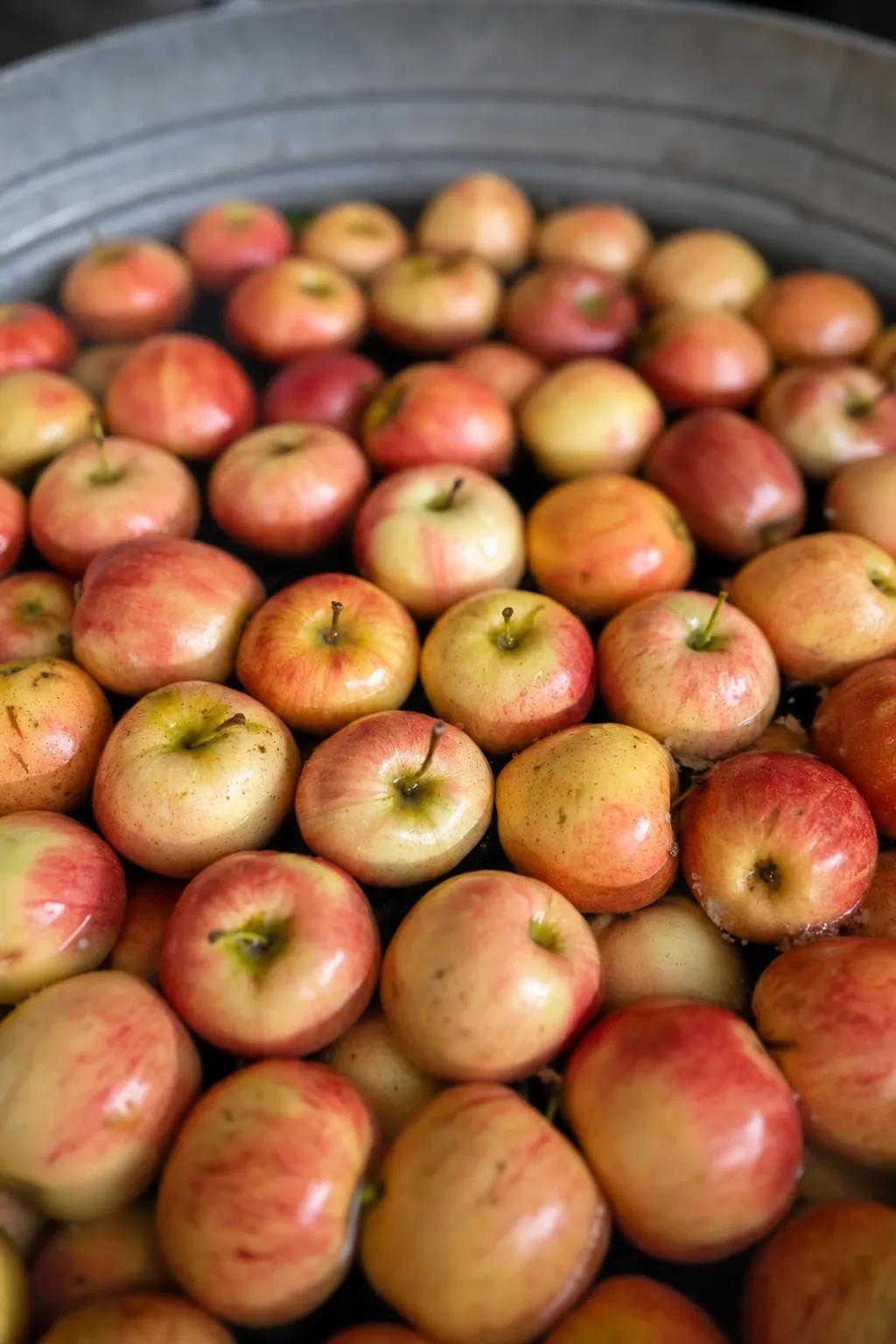 Texas apples washed and ready for pressing