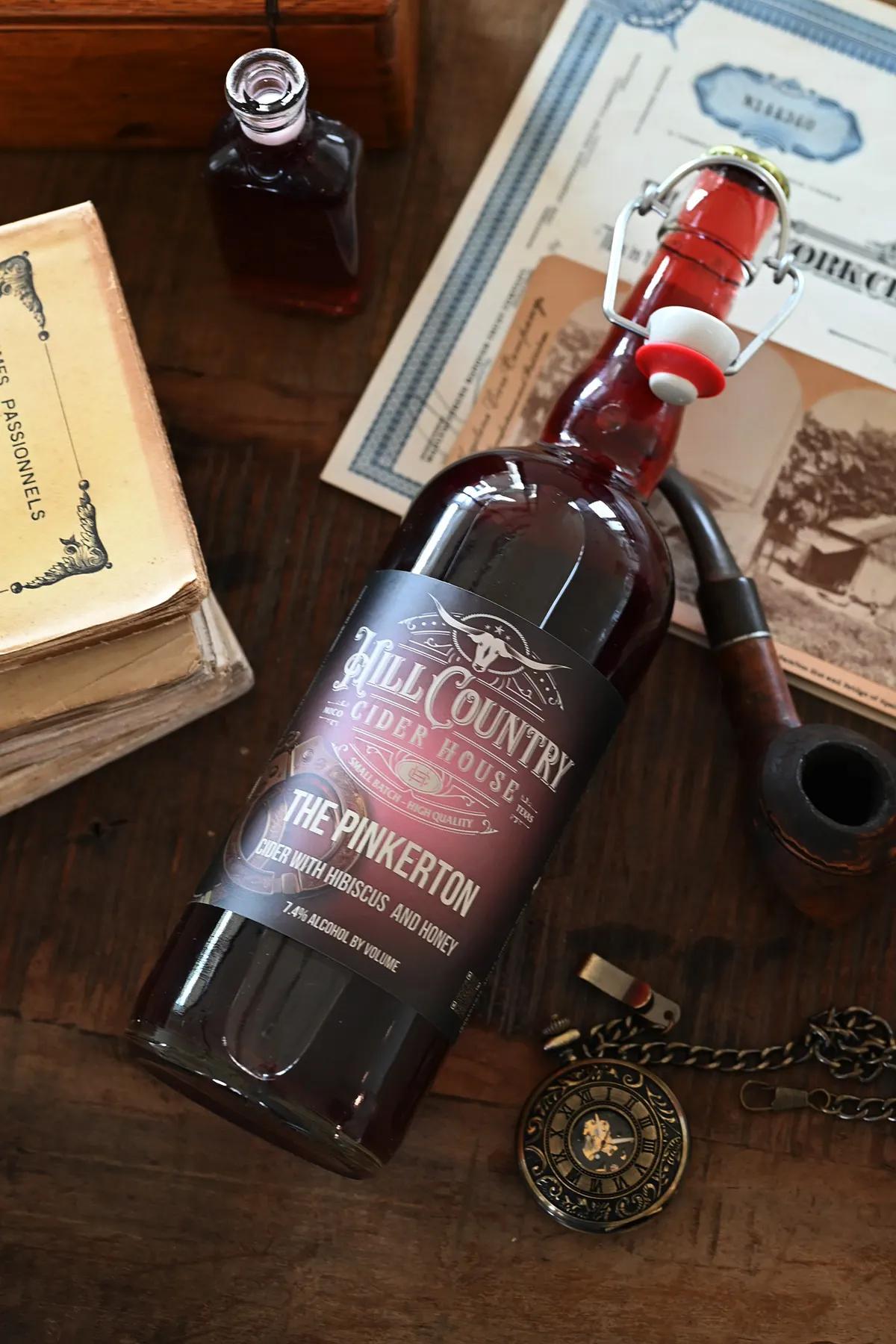 Pinkerton cider styled with fresh fruit