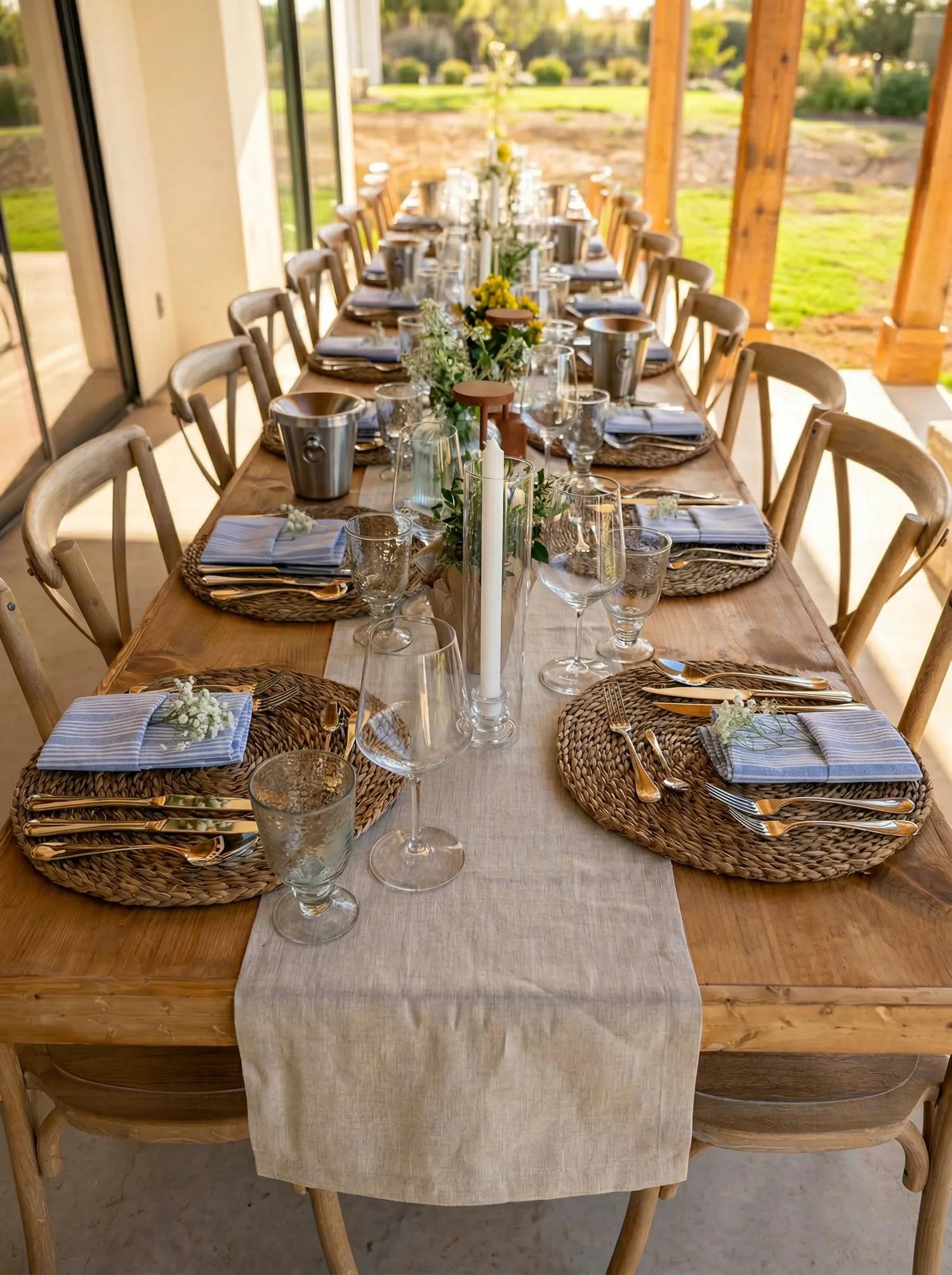 Private tasting table set in natural light at Holiday Orchard